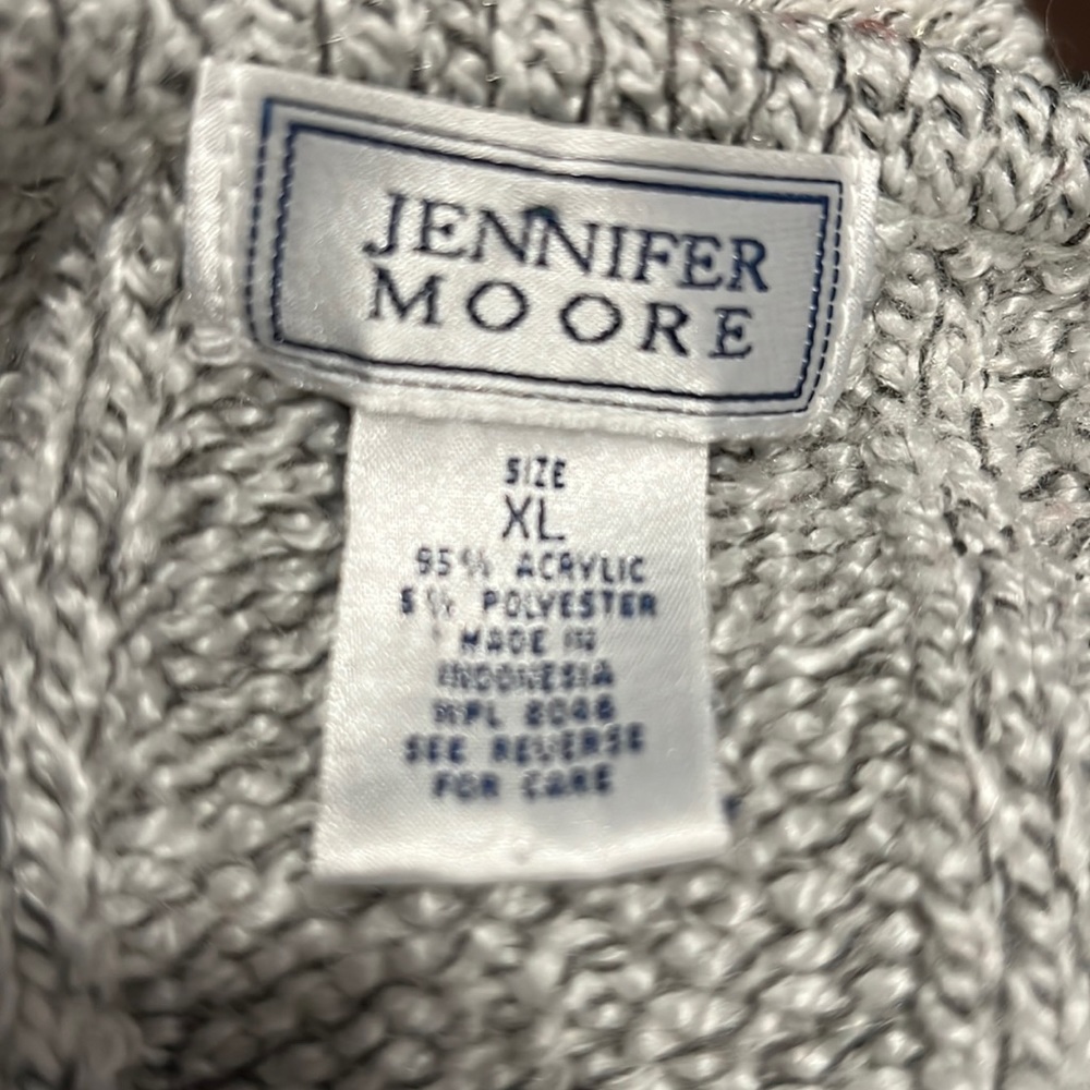 Vintage Jennifer Moore Gray Sweater Cardigan Cable Knit XL ***like new***